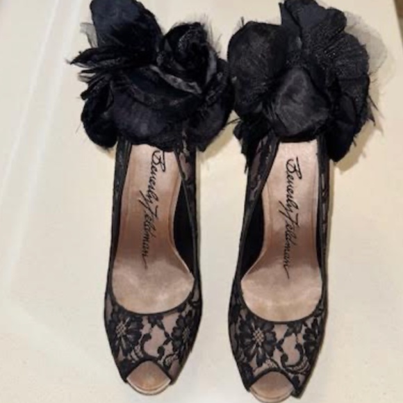 sexy black lace evening heels size 9M by Beverly Feldman - Picture 2 of 9